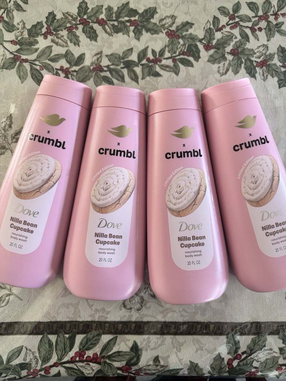 Dove X Crumble Nilla Bean Cupcake 20 FL Oz Limited Edition Body Wash (X4)